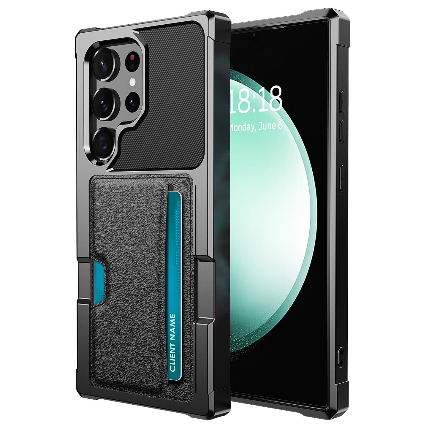 Anti-Drop Case Card Holder Black Phone Cover - For Samsung Galaxy S24 Ultra