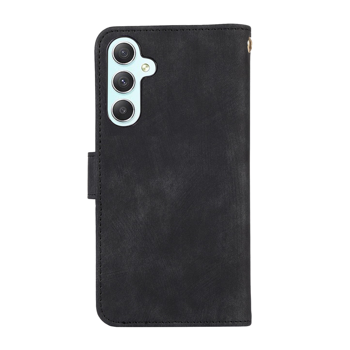 Rhombus Leather Case Stand Card Slots Black Phone Cover - For Samsung Galaxy S24