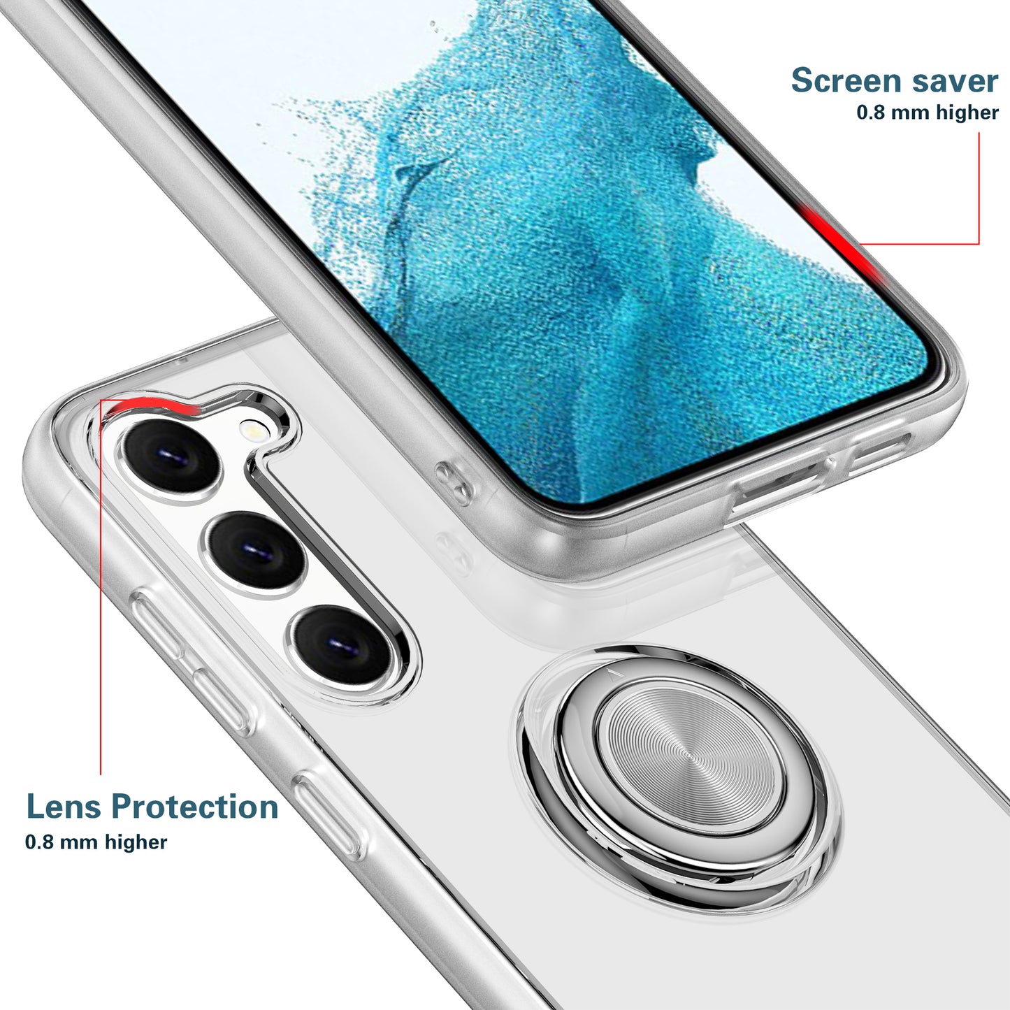 Ring Kickstand Case TPU Phone Cover Ultra Clear - For Samsung Galaxy S24+