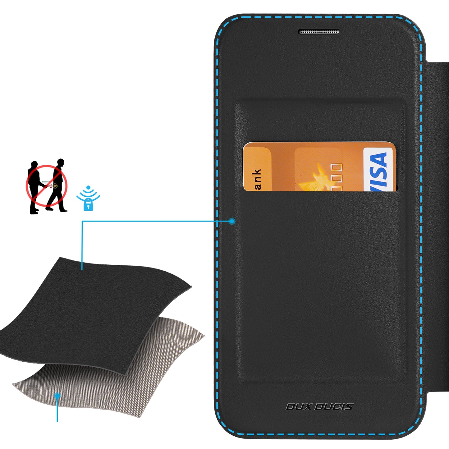 DUX DUCIS Skin X Pro Case RFID Ring Kickstand Black Cover Compatible with MagSafe - For Samsung Galaxy S24