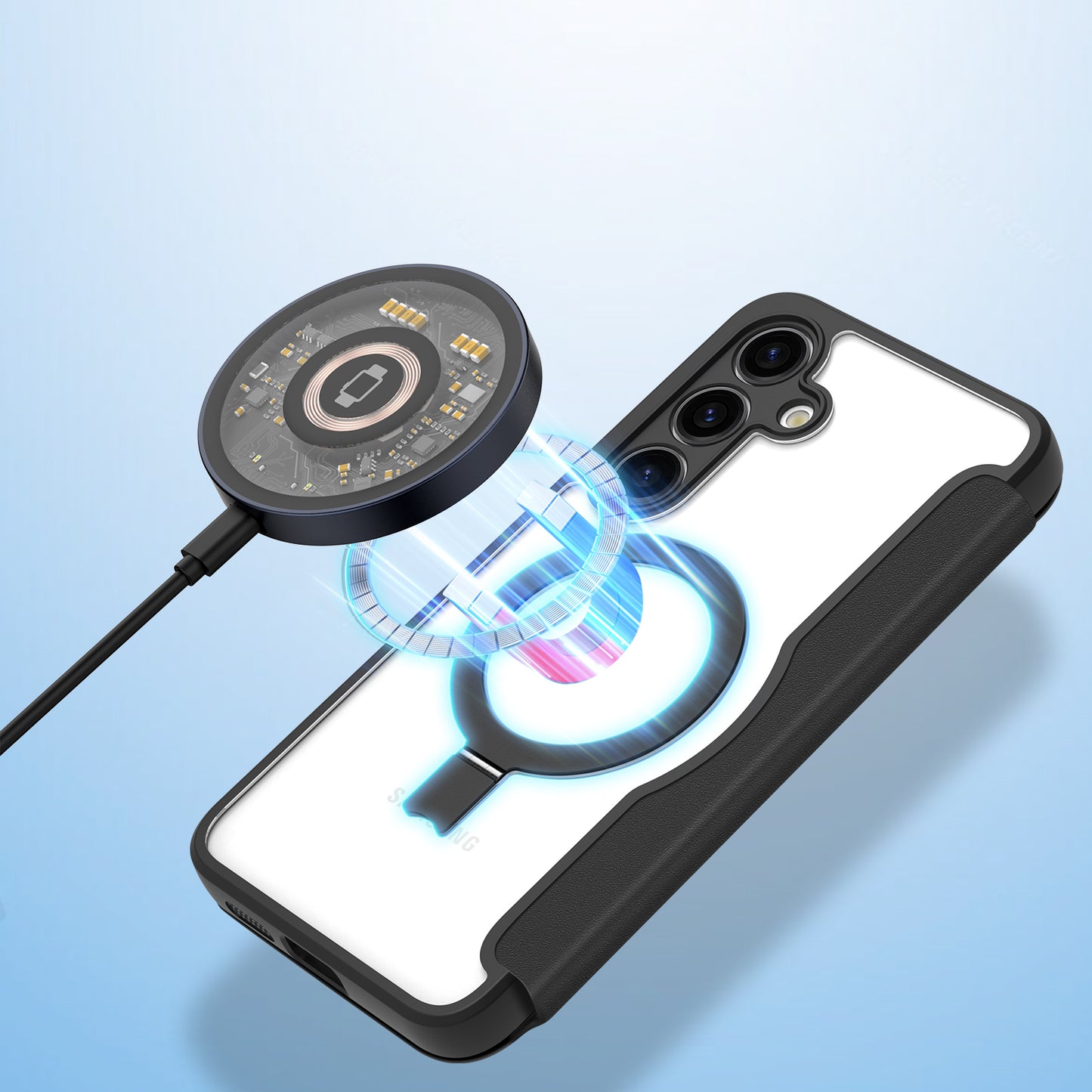 DUX DUCIS Skin X Pro Case RFID Ring Kickstand Black Cover Compatible with MagSafe - For Samsung Galaxy S24