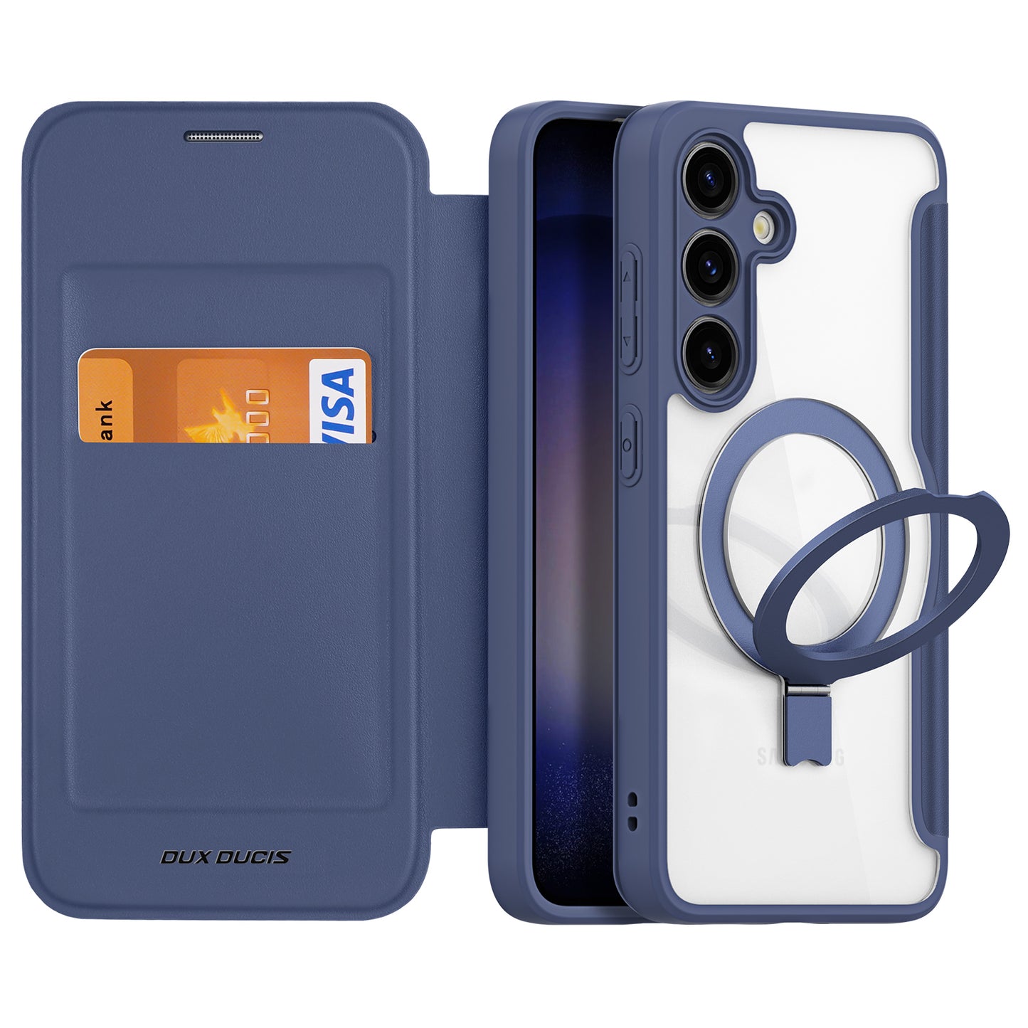 DUX DUCIS Skin X Pro Case RFID Ring Kickstand Blue Cover Compatible with MagSafe - For Samsung Galaxy S24