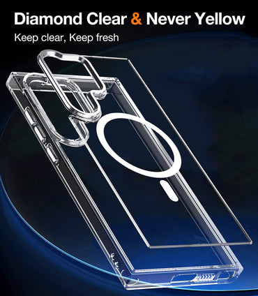 Grey Phone Case Clear Compatible with MagSafe Wireless Charging - For Samsung Galaxy S24 Ultra