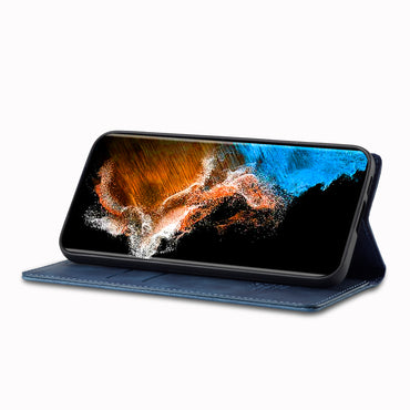 LC.IMEEKE Blue Case Microfiber Leather Folio Stand View Phone Cover - For Samsung Galaxy S24