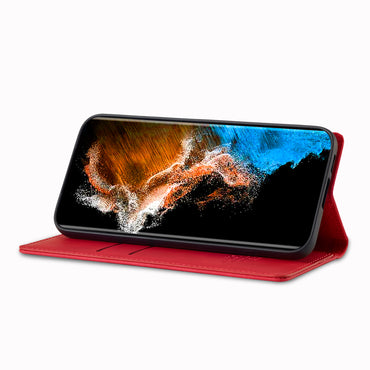 LC.IMEEKE Red Case Microfiber Leather Folio Stand View Phone Cover - For Samsung Galaxy S24