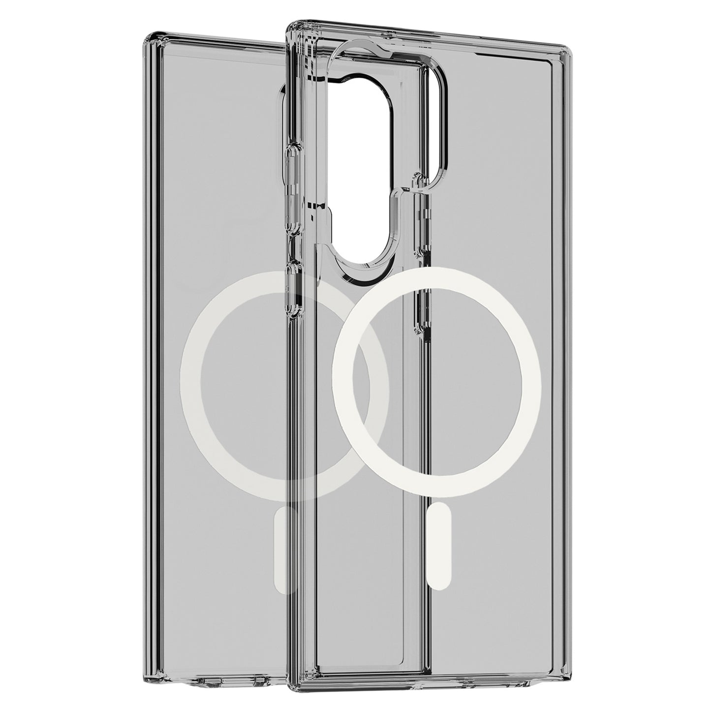 Magnetic Phone Case PC + TPU Scratch-proof Clear Black Back Cover - For Samsung Galaxy S24 Ultra