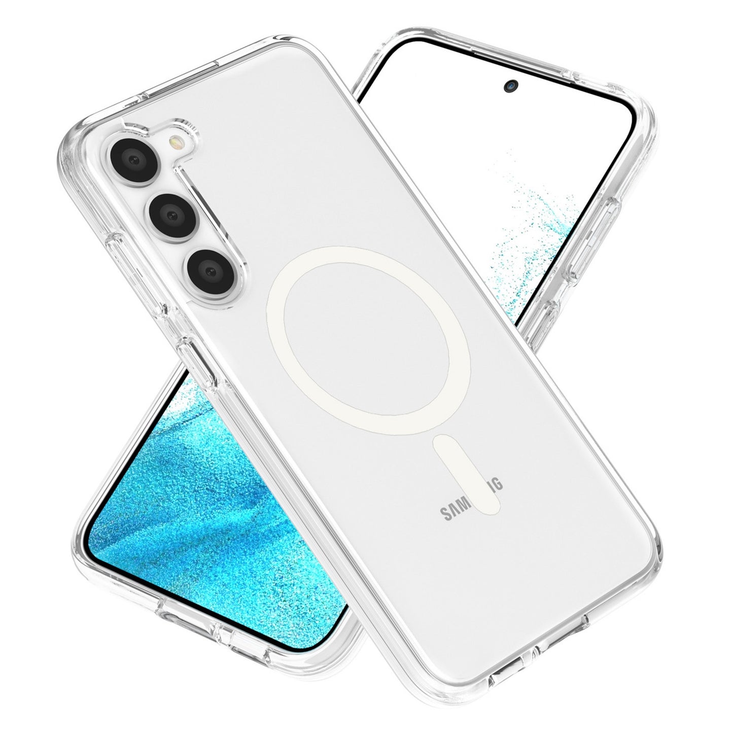 Magnetic Clear Phone Case Shell Hard PC Soft TPU Cover - For Samsung Galaxy S24