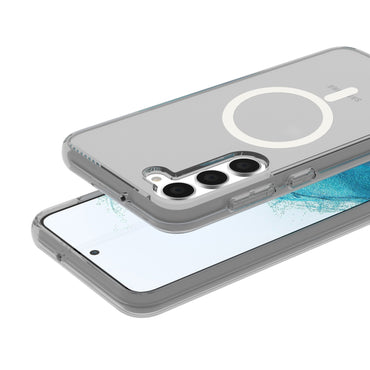 Magnetic Clear Black Phone Case Shell Hard PC Soft TPU Cover - For Samsung Galaxy S24