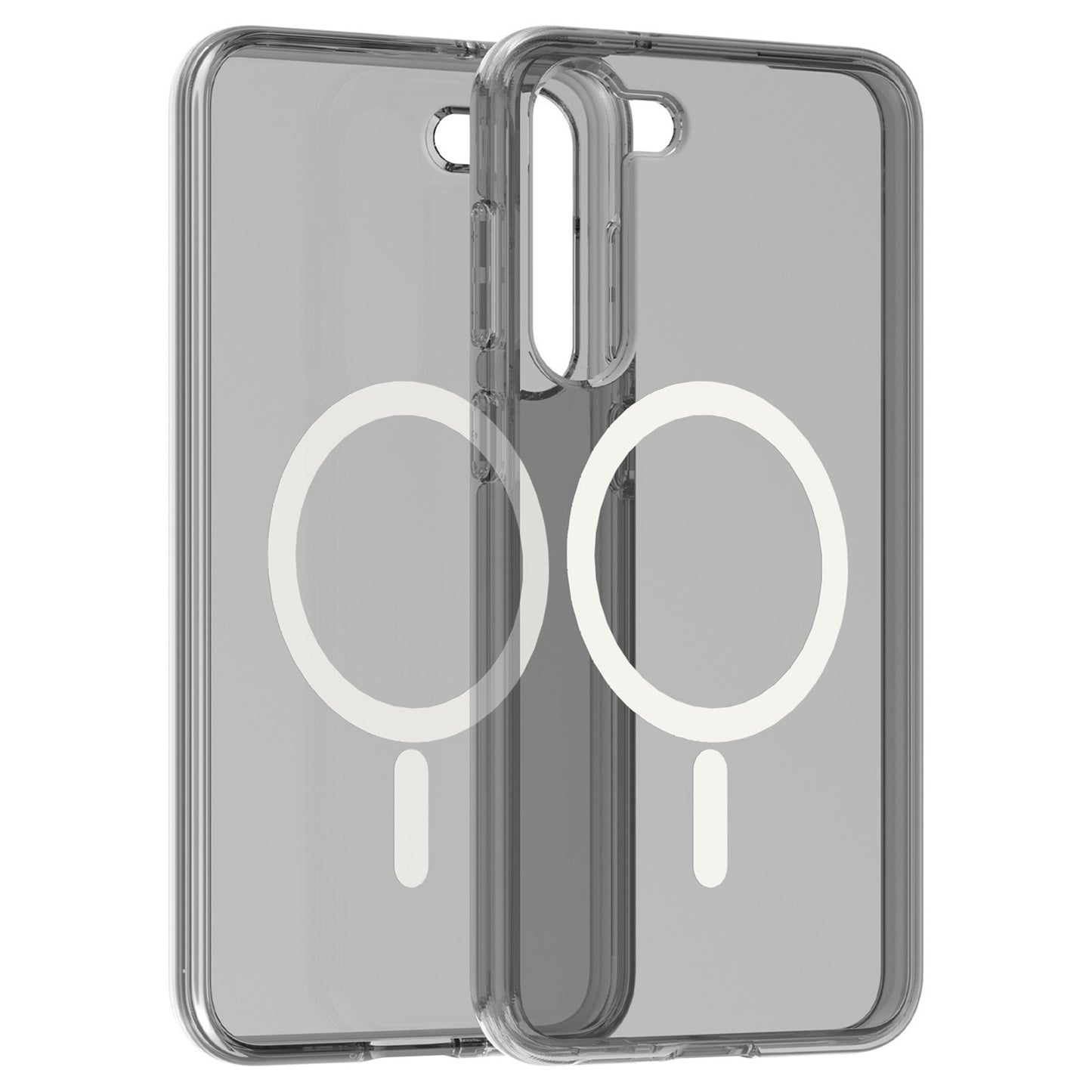 Magnetic Clear Black Phone Case Shell Hard PC Soft TPU Cover - For Samsung Galaxy S24