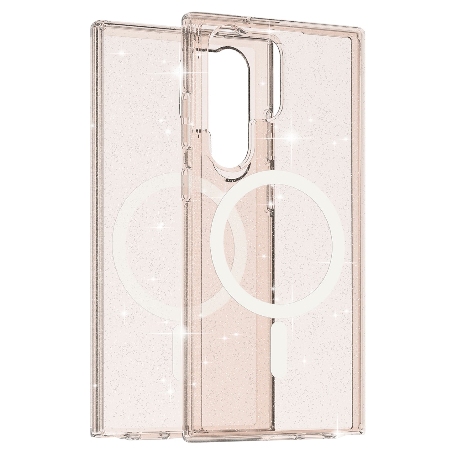 Magnetic Case Glitter Hard PC + Soft TPU Gold Phone Back Cover - For Samsung Galaxy S24 Ultra