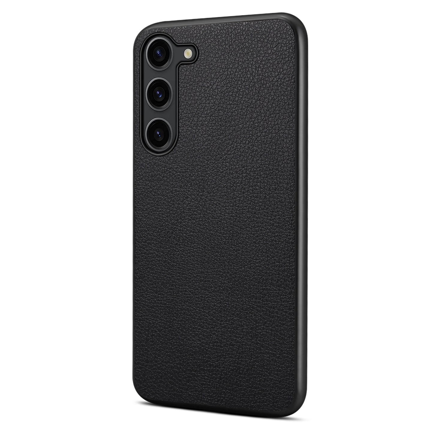 Calf Texture Case PC + TPU + PU Leather Anti-scratch Black Phone Shell - For Samsung Galaxy S24+