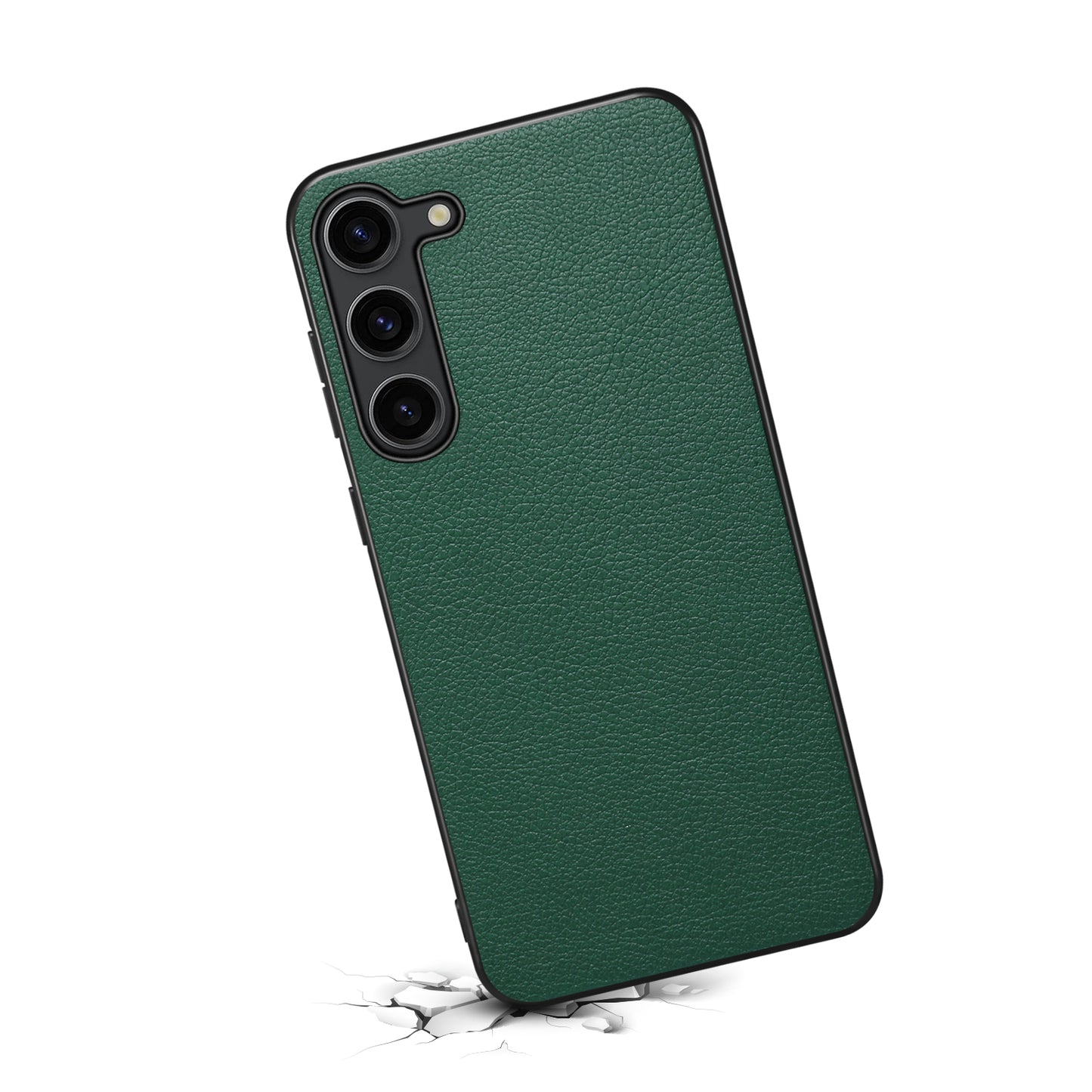 Calf Texture Case PC + TPU + PU Leather Anti-scratch Green Phone Shell - For Samsung Galaxy S24+