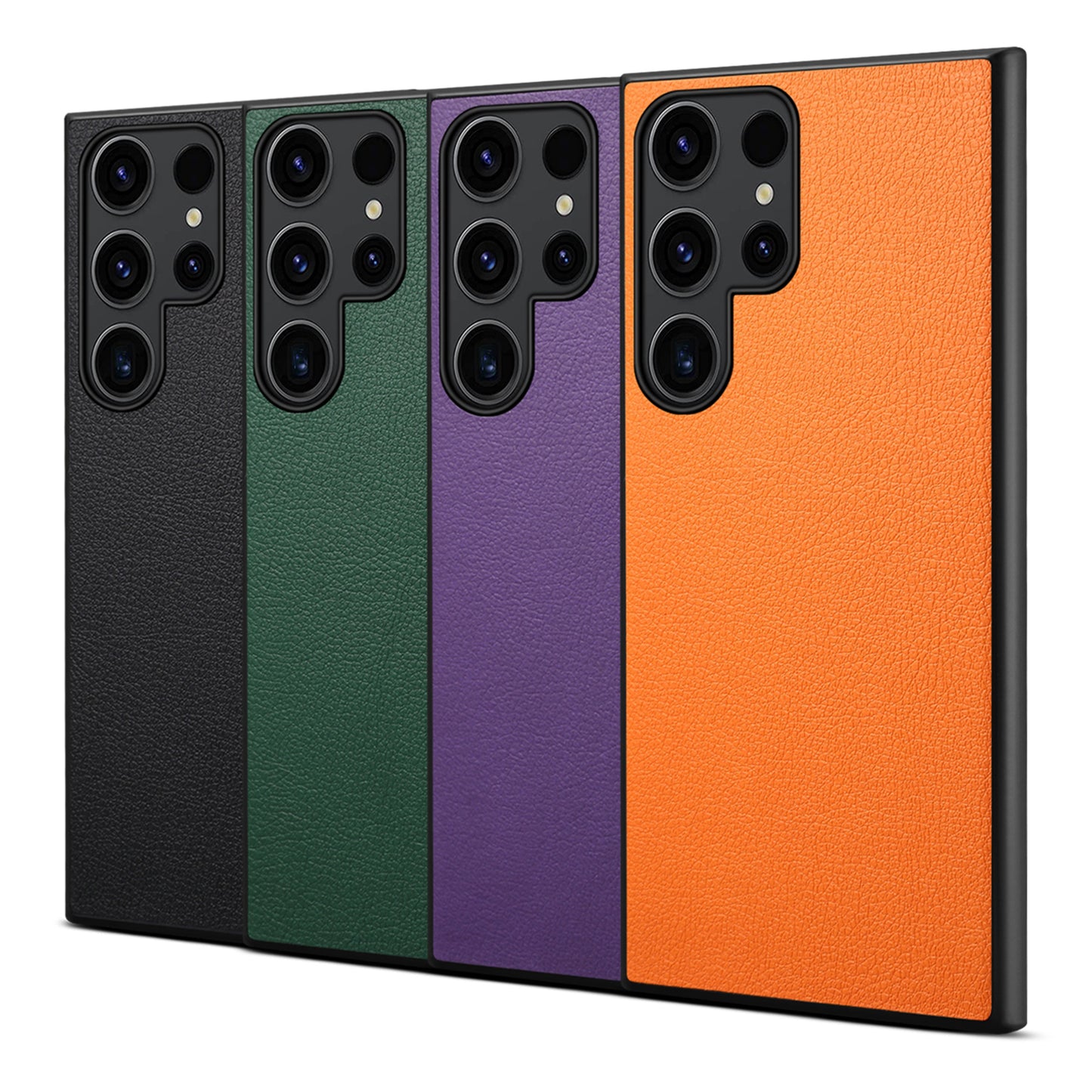 Calf Texture Anti-fall PC + TPU + PU Orange Leather Phone Case - For Samsung Galaxy S24 Ultra