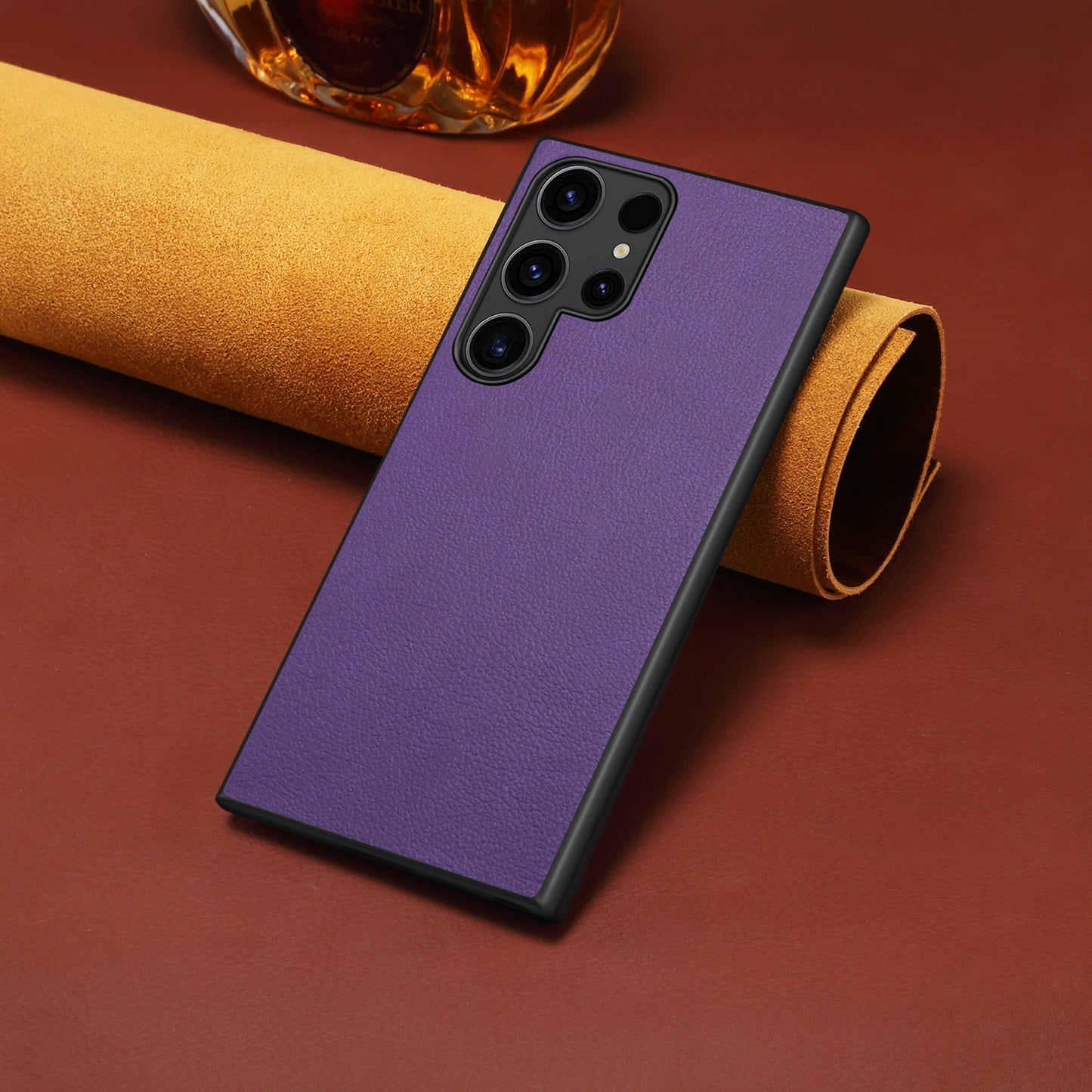 Calf Texture Anti-fall PC + TPU + PU Purple Leather Phone Case - For Samsung Galaxy S24 Ultra