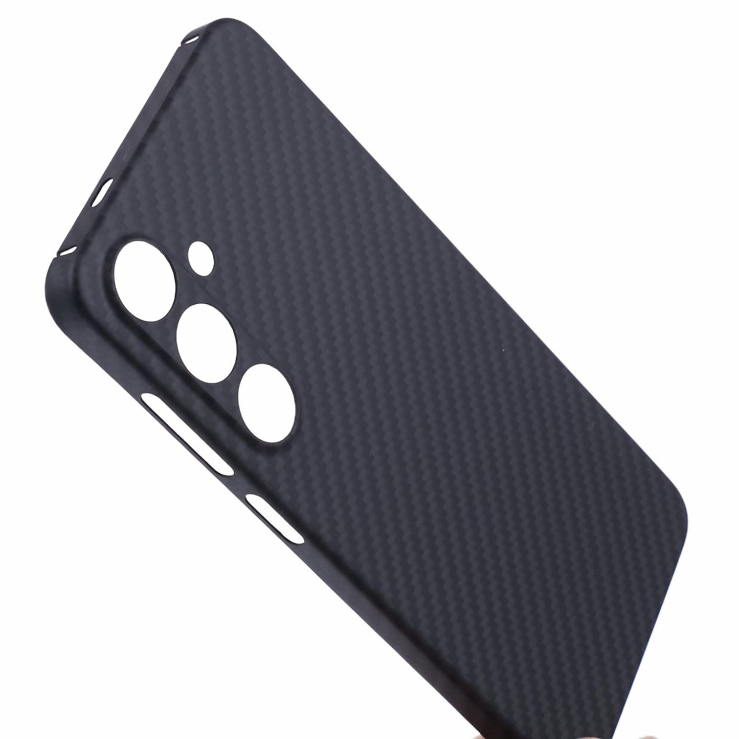 Aramid Fiber Case 1500D Carbon Fiber Texture Anti-Drop Black Phone Cover - For Samsung Galaxy S24+