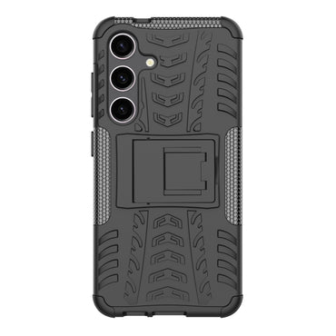 Tyre Pattern Phone Case Kickstand PC + TPU Black Cover - For Samsung Galaxy S24