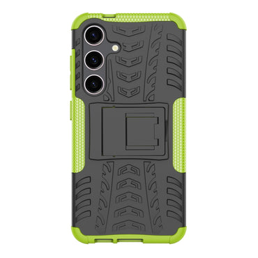 Tyre Pattern Phone Case Kickstand PC + TPU Green Cover - For Samsung Galaxy S24