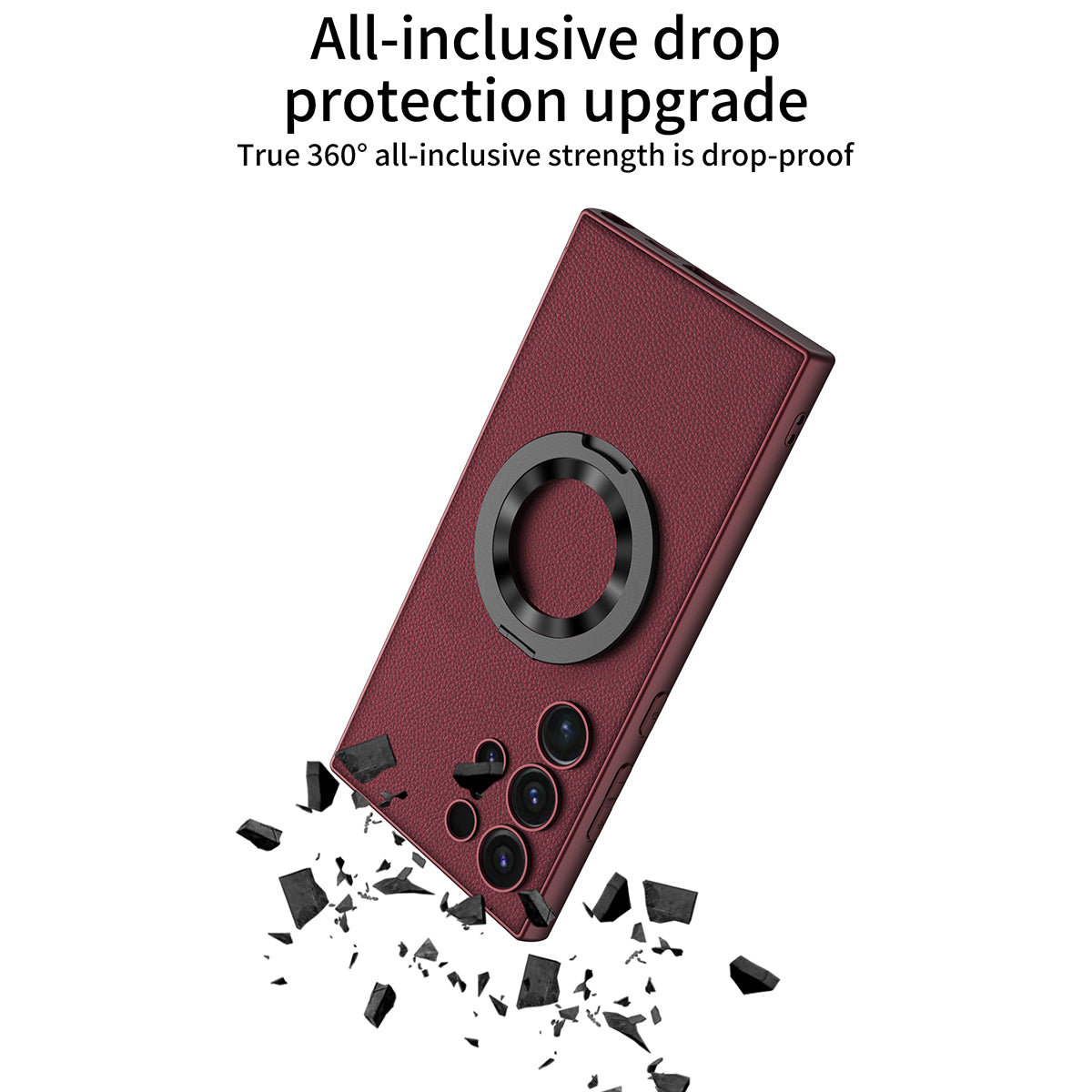 GKK Carbon Fiber Texture Magnetic Phone Case with Rotary Ring Kickstand - For Samsung Galaxy S24 Ultra