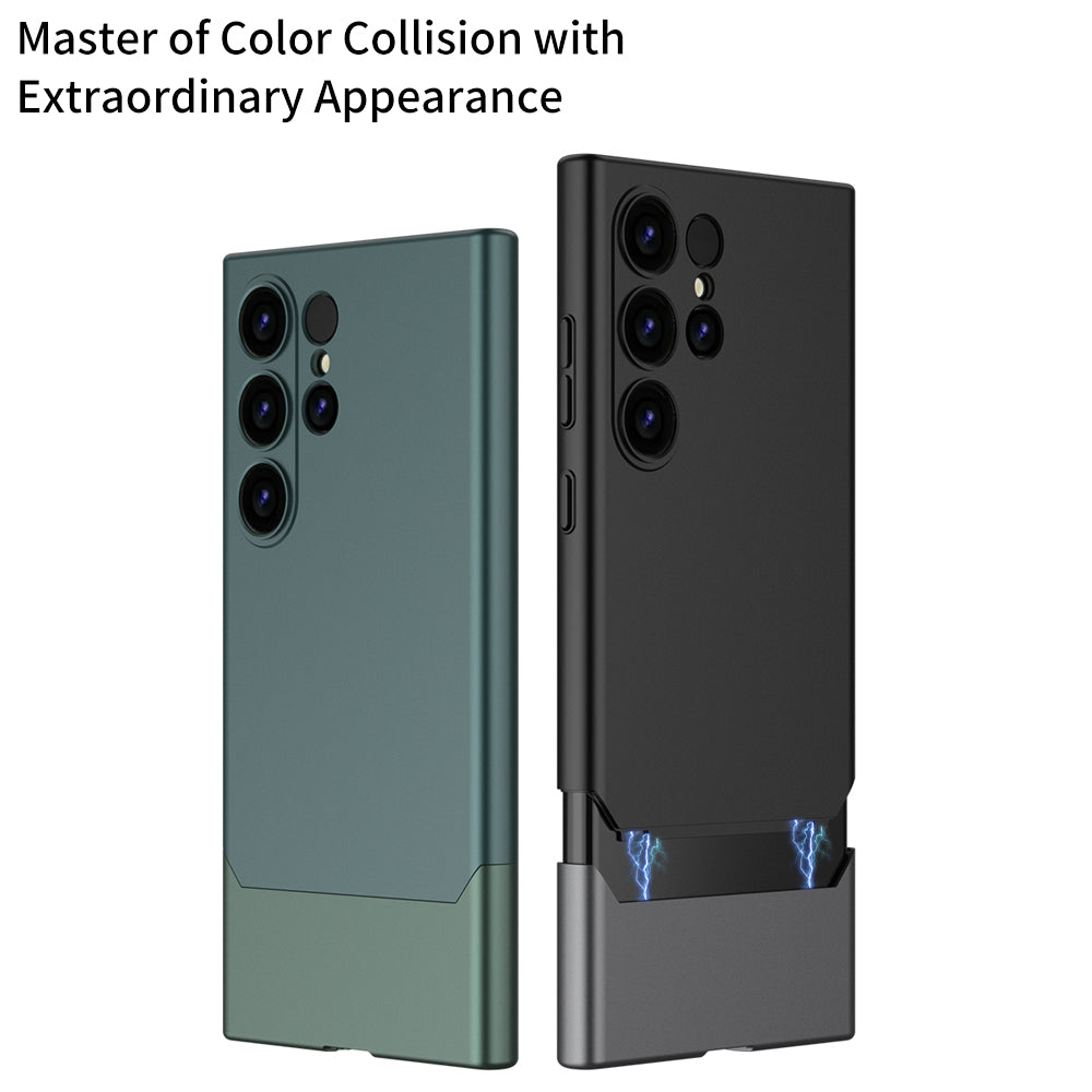 GKK Black/Grey Phone Case Contrast Colour Detachable Magnetic PC Cover - For Samsung Galaxy S24 Ultra
