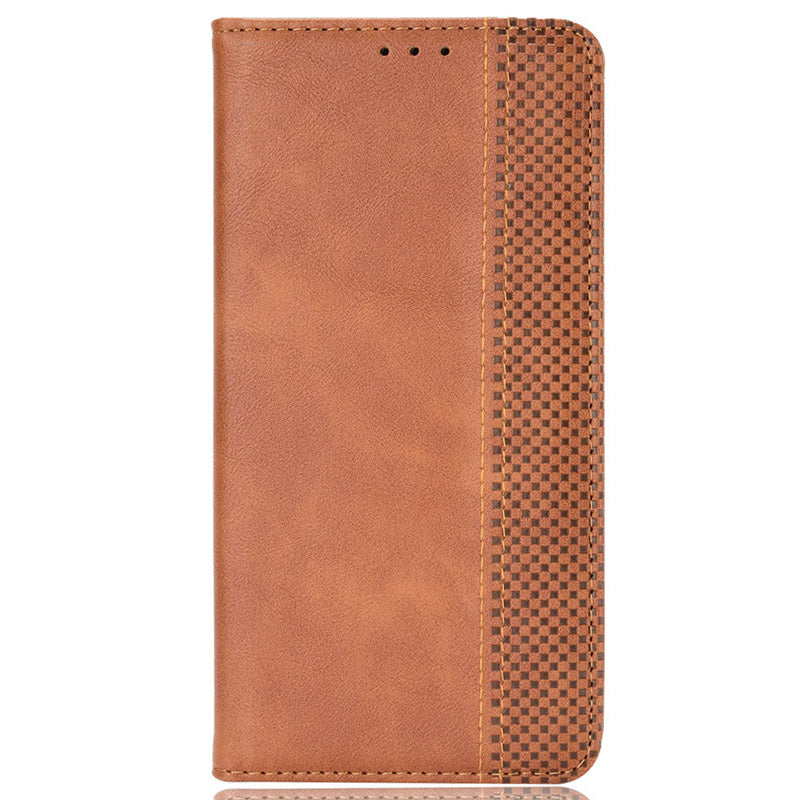 Wallet Phone Case Retro Texture Brown Leather Cover - For Samsung Galaxy S24+