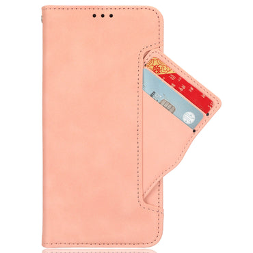 Multiple Card Slots Pink Leather Case with Wallet Stand - For Samsung Galaxy S24+