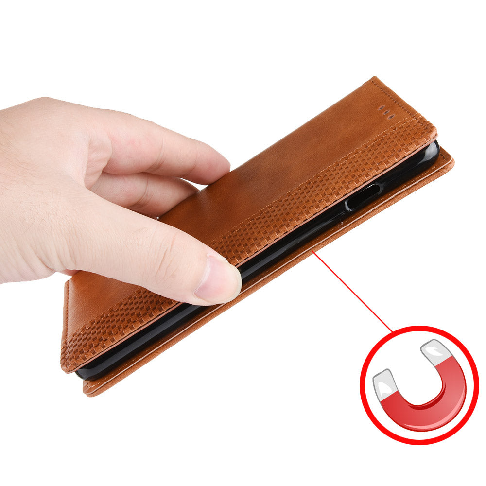 PU Leather Case Flip Phone Wallet Brown Cover - For Samsung Galaxy S24 Ultra