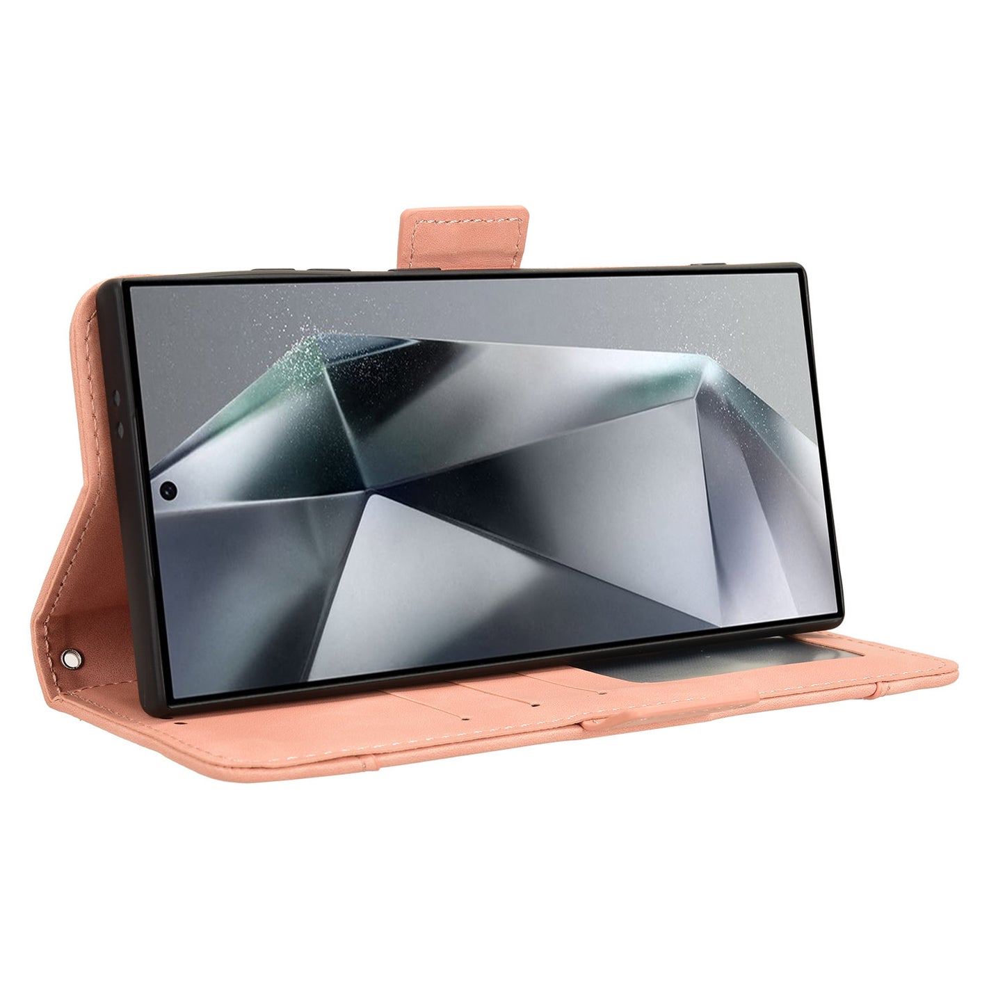 Leather Case Multiple Card Slots Wallet Pink Phone Cover - For Samsung Galaxy S24 Ultra