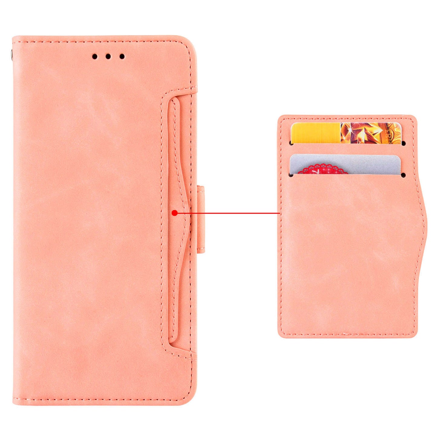 Leather Case Multiple Card Slots Wallet Pink Phone Cover - For Samsung Galaxy S24 Ultra