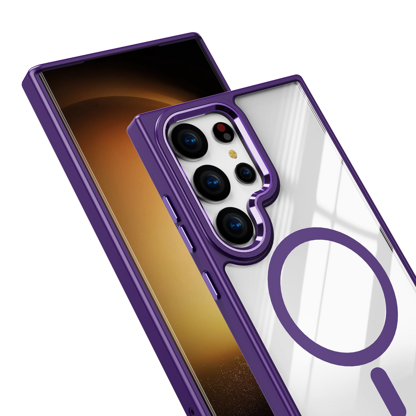 TPU + Acrylic Clear Dark Purple Phone Cover Compatible with MagSafe - For Samsung Galaxy S24 Ultra