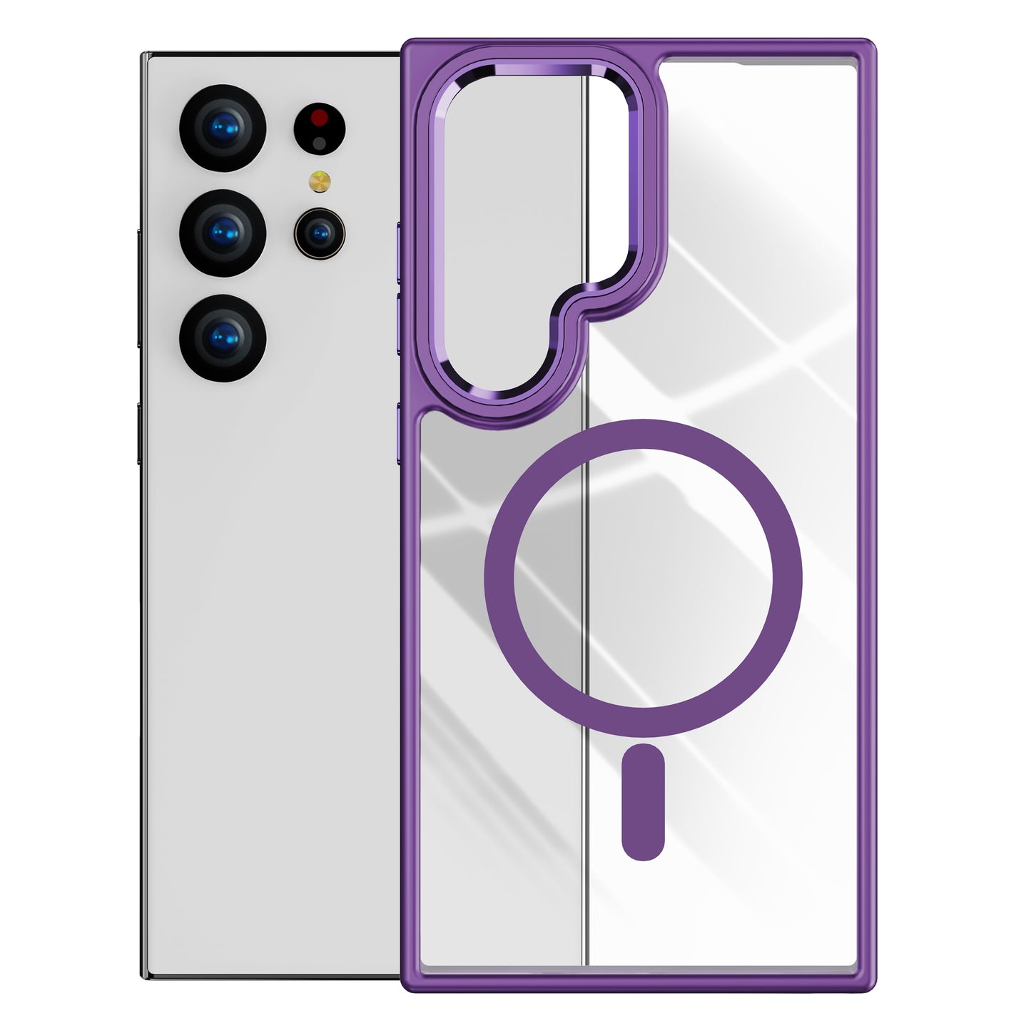 TPU + Acrylic Clear Matte White Phone Cover Compatible with MagSafe - For Samsung Galaxy S24 Ultra