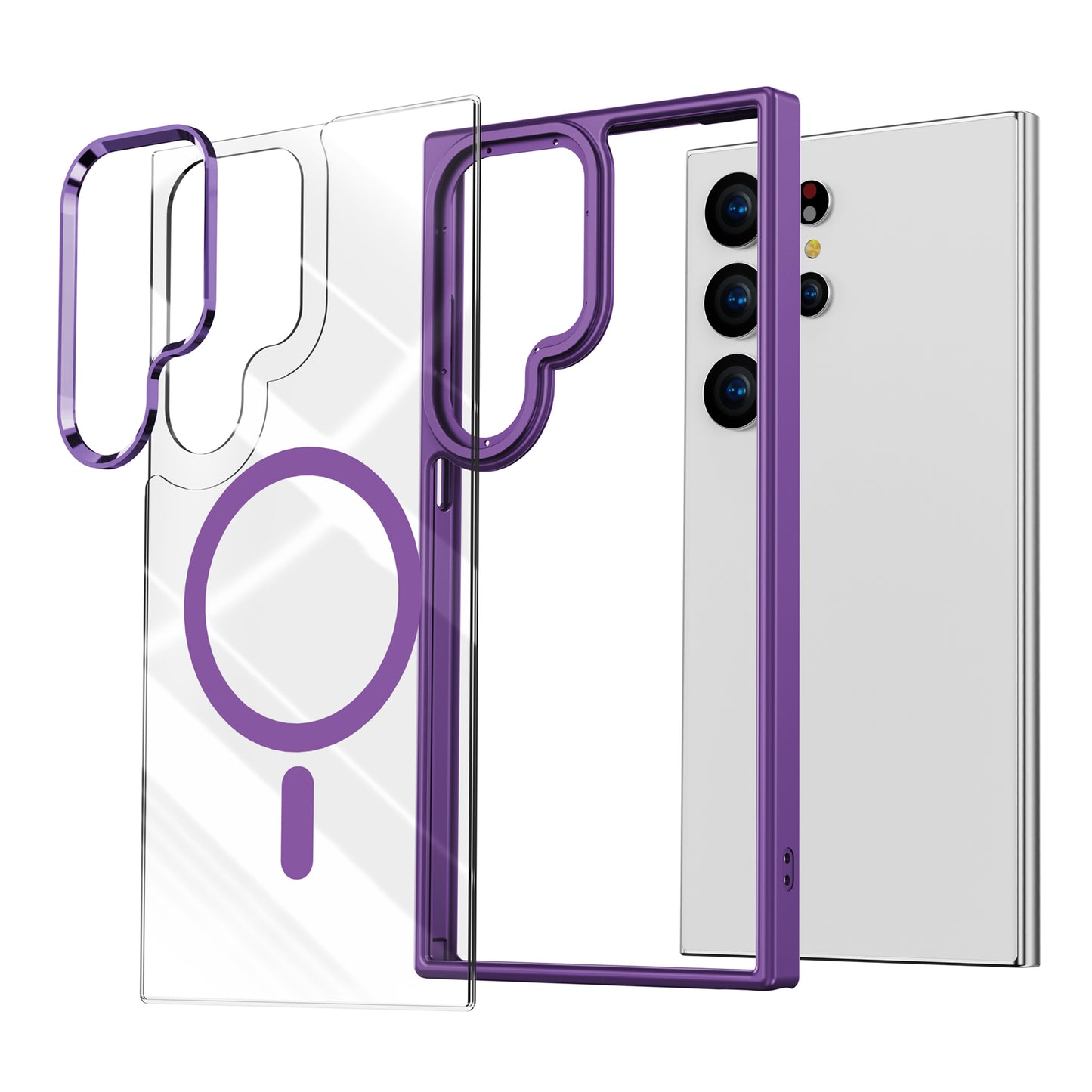 TPU + Acrylic Clear Matte White Phone Cover Compatible with MagSafe - For Samsung Galaxy S24 Ultra