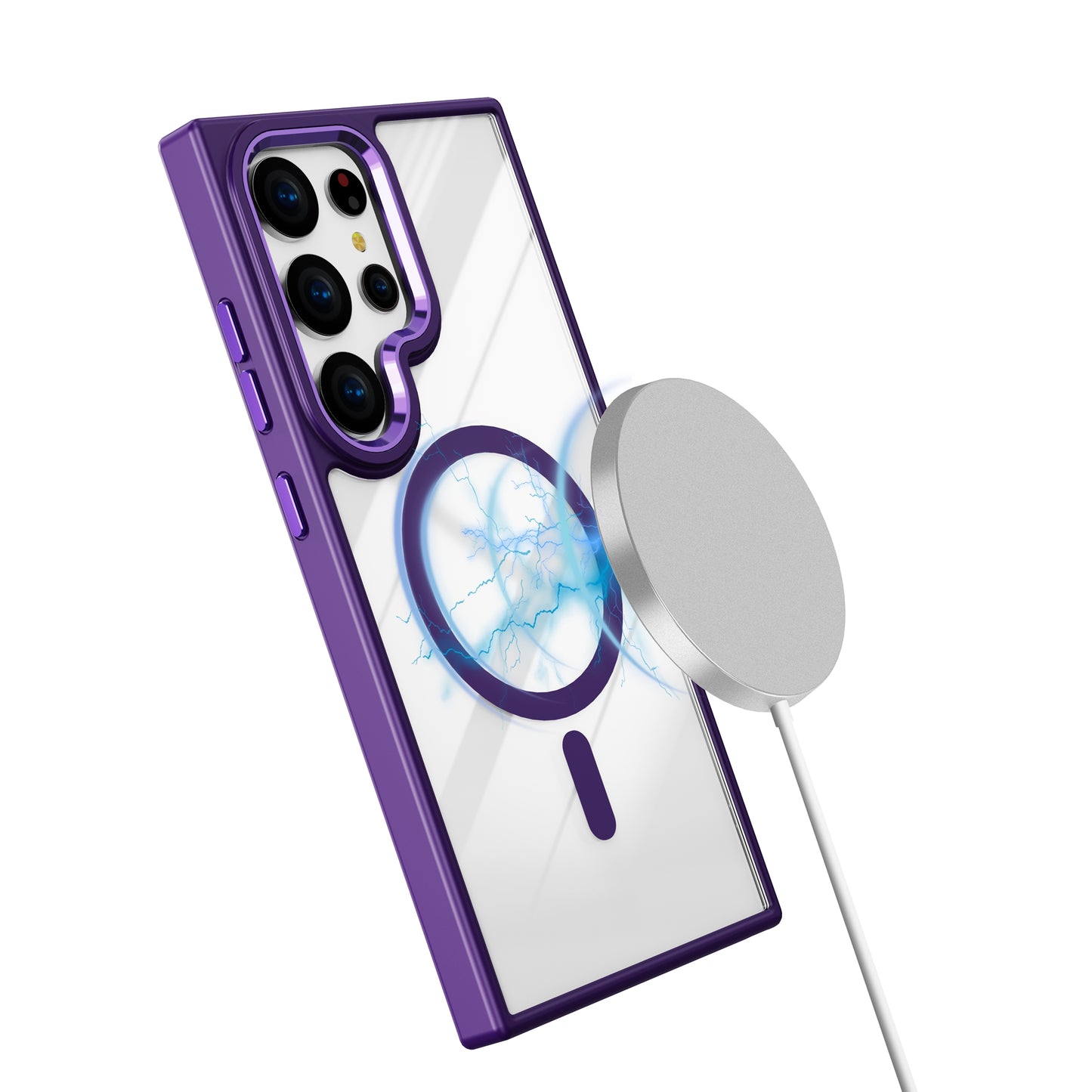 TPU + Acrylic Clear Matte White Phone Cover Compatible with MagSafe - For Samsung Galaxy S24 Ultra