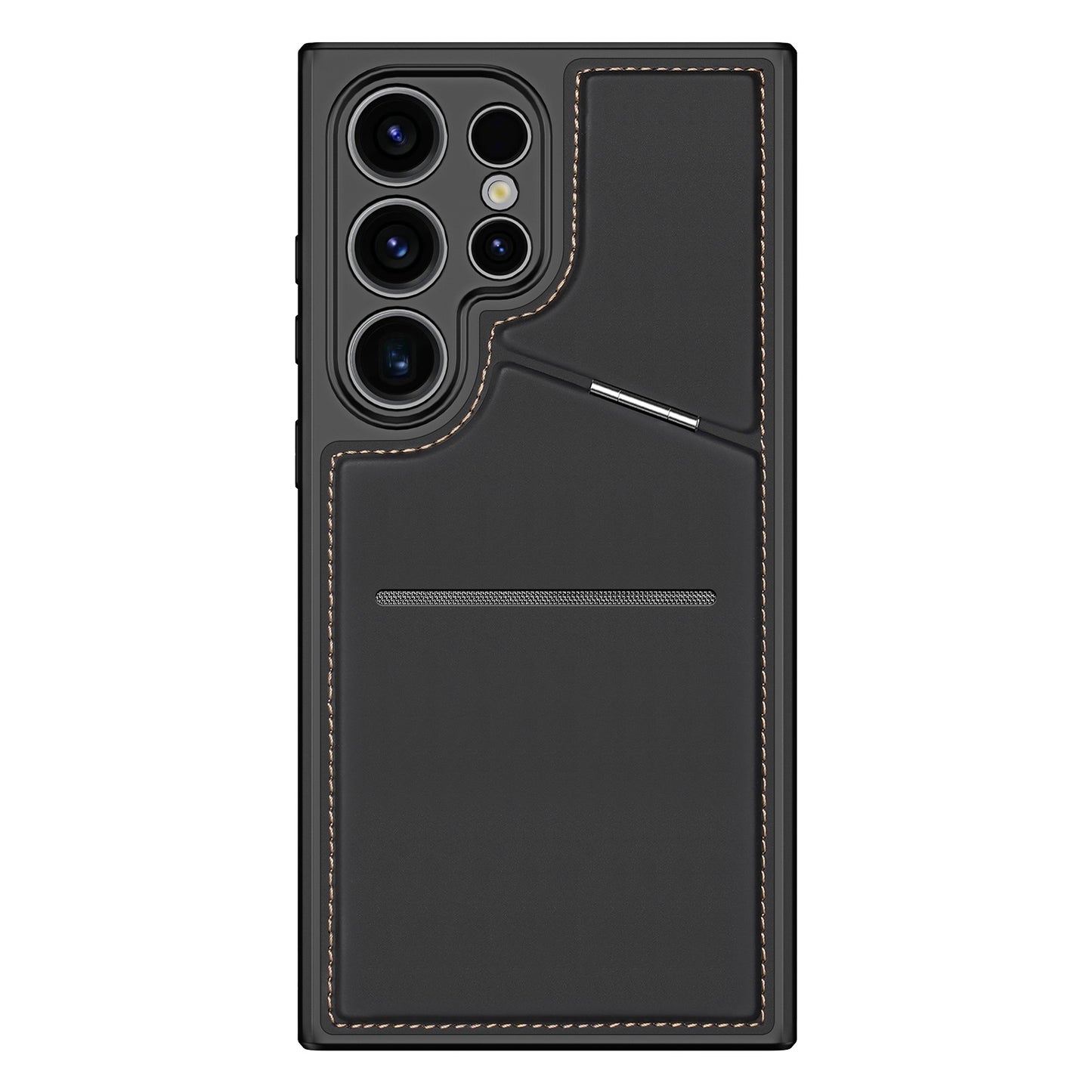 DUX DUCIS Rafi II Series Magnetic Black Phone Case with Card Slots Kickstand - For Samsung Galaxy S24 Ultra