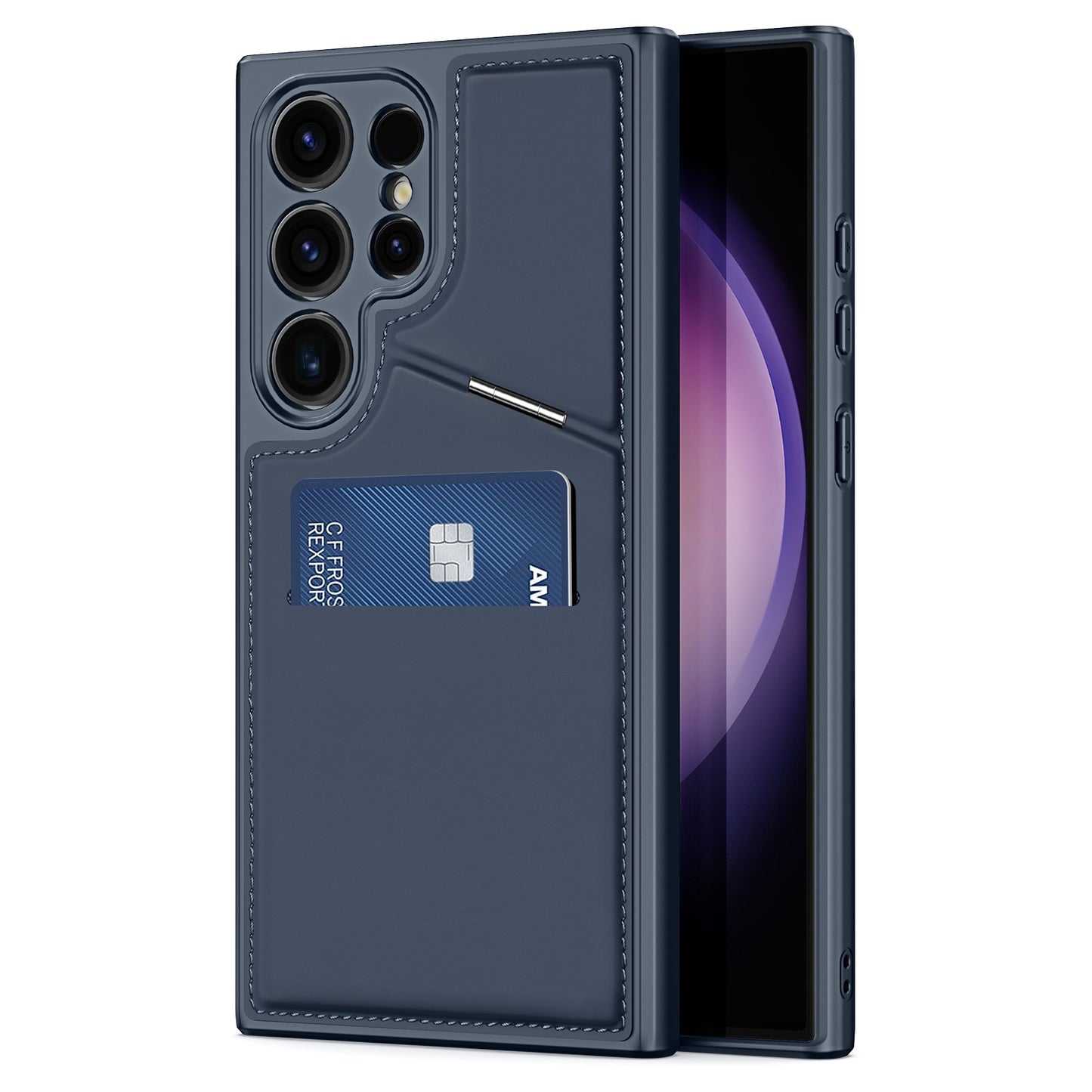 DUX DUCIS Rafi II Series Magnetic Blue Phone Case with Card Slots Kickstand - For Samsung Galaxy S24 Ultra