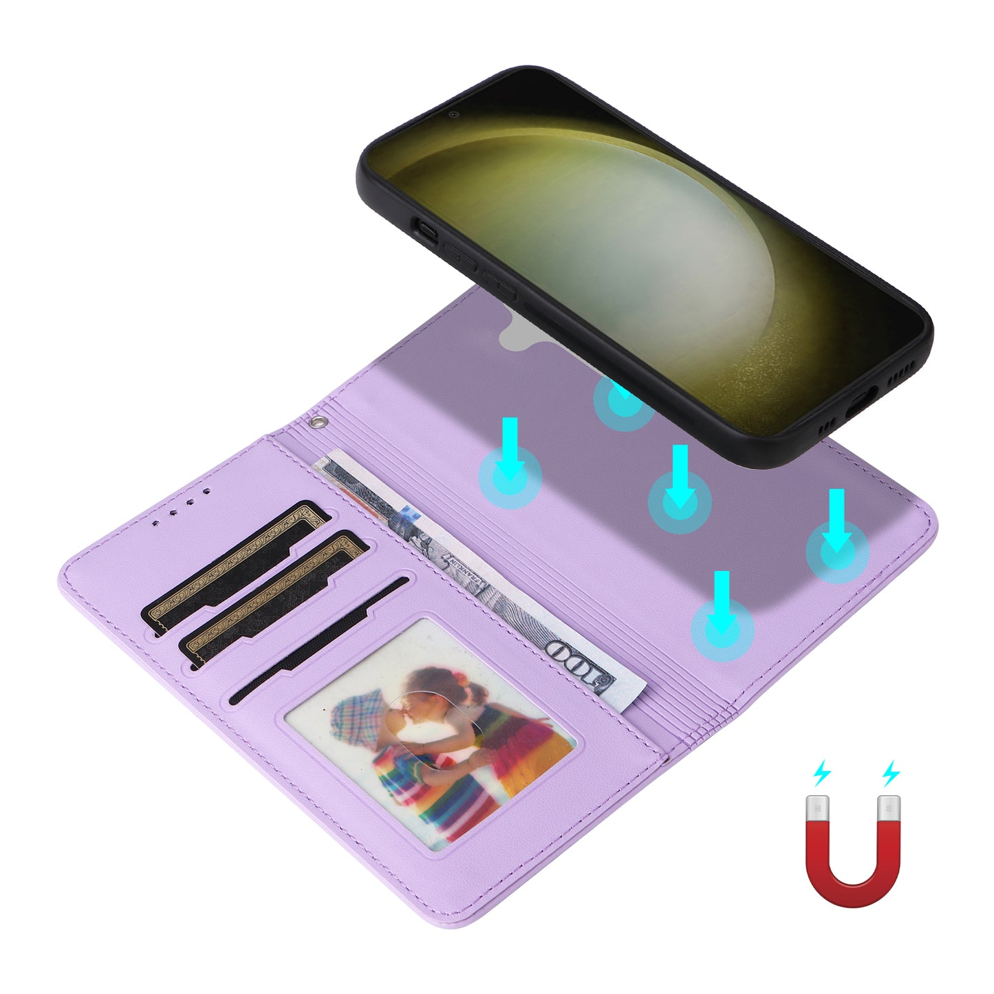 BETOPNICE Leather Case Wallet Detachable 2-in-1 Purple Phone Cover - For Samsung Galaxy S24+