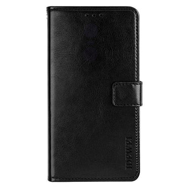 IDEWEI Black Leather Case Crazy Horse Phone Wallet Stand - For Samsung Galaxy S24