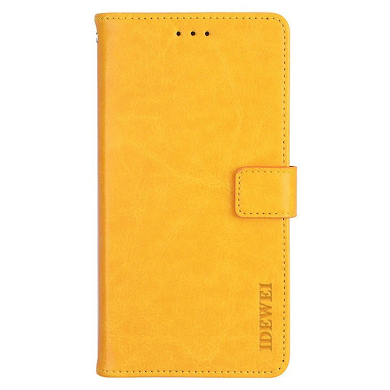 IDEWEI Yellow Leather Case Crazy Horse Leather Folio Flip Phone Wallet - For Samsung Galaxy S24 Ultra
