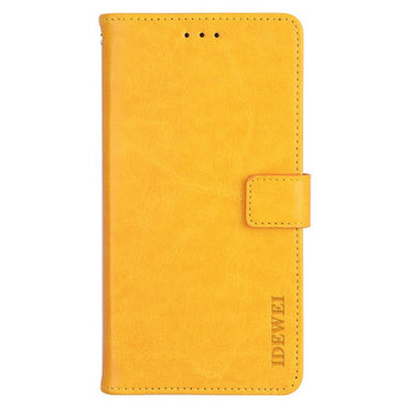 IDEWEI Yellow Leather Case Crazy Horse Leather Folio Flip Phone Wallet - For Samsung Galaxy S24 Ultra