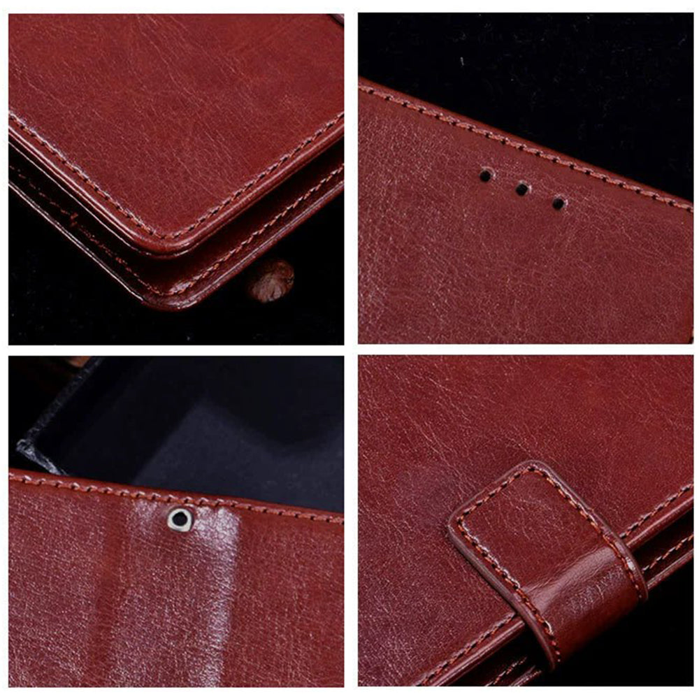 IDEWEI Yellow Leather Case Crazy Horse Leather Folio Flip Phone Wallet - For Samsung Galaxy S24 Ultra