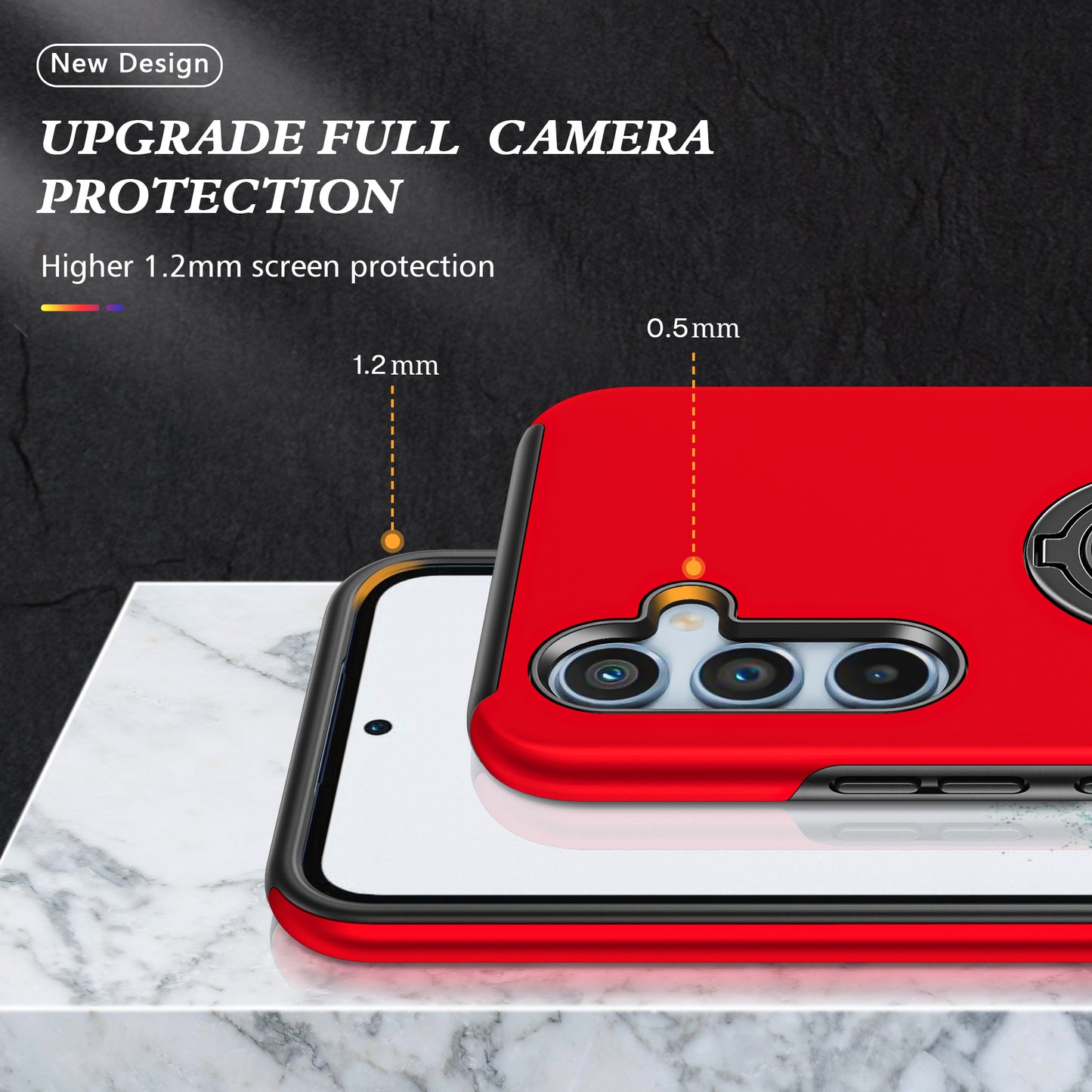 PC + TPU Ring Kickstand Mobile Phone Red Case - For Samsung Galaxy S24