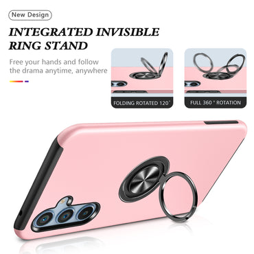 PC + TPU Ring Kickstand Mobile Phone Rose Gold Case - For Samsung Galaxy S24