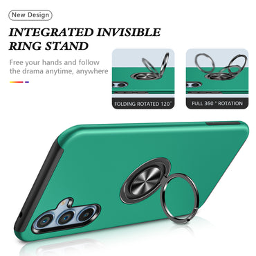 PC + TPU Ring Kickstand Mobile Phone Green Case - For Samsung Galaxy S24