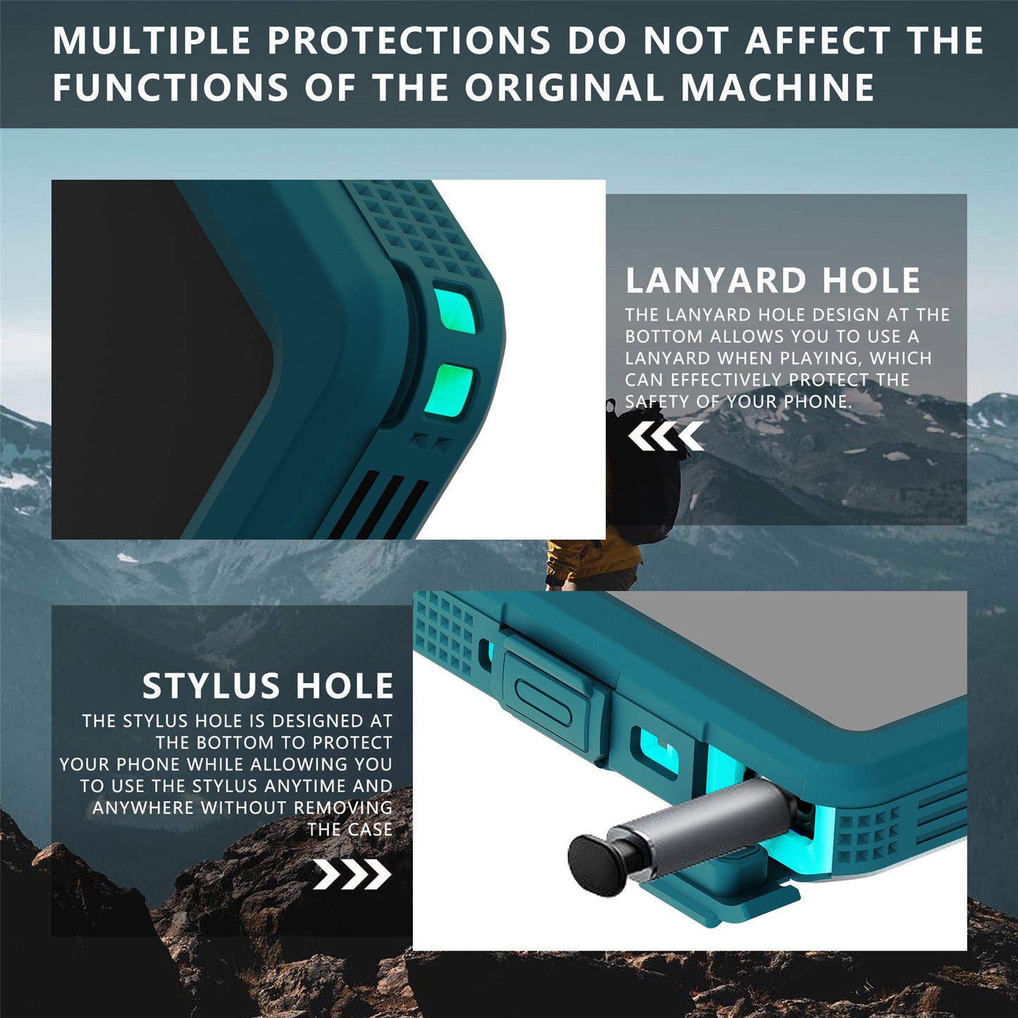 RedPepper Magnetic Phone Case IP68 Waterproof Clear Lake Blue+Cyan Back Cover - For Samsung Galaxy S24 Ultra