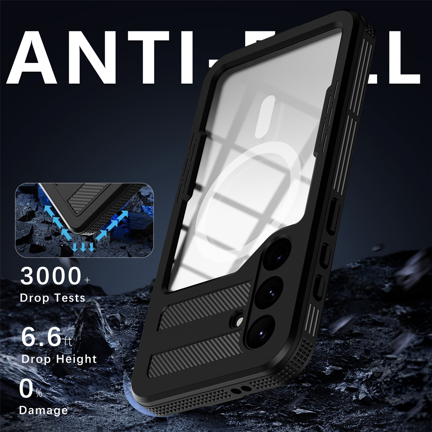 REDPEPPER Magnetic Phone Case IP68 Waterproof Clear Black Back Cover - For Samsung Galaxy S24+