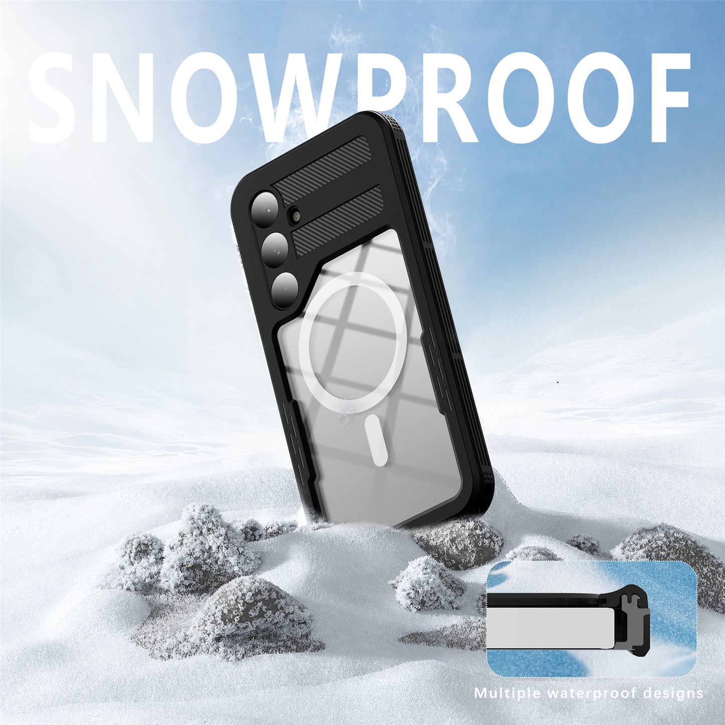 REDPEPPER Magnetic Phone Case IP68 Waterproof Clear Black Back Cover - For Samsung Galaxy S24+