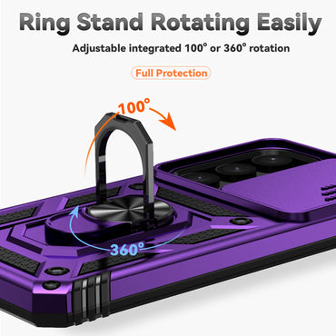Case with Camera Slide Protector Kickstand PC+TPU Purple Phone Cover - For Samsung Galaxy S24