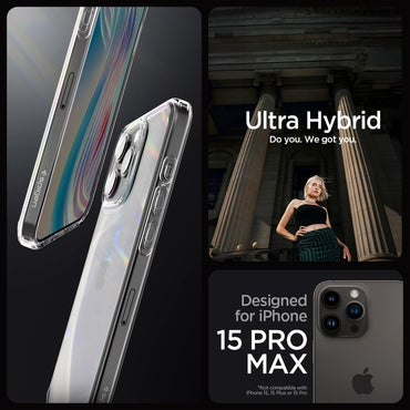 Spigen Ultra Hybrid Crystal Clear Military Grade Shockproof Case - For iPhone 15 Pro Max - mosaccessories
