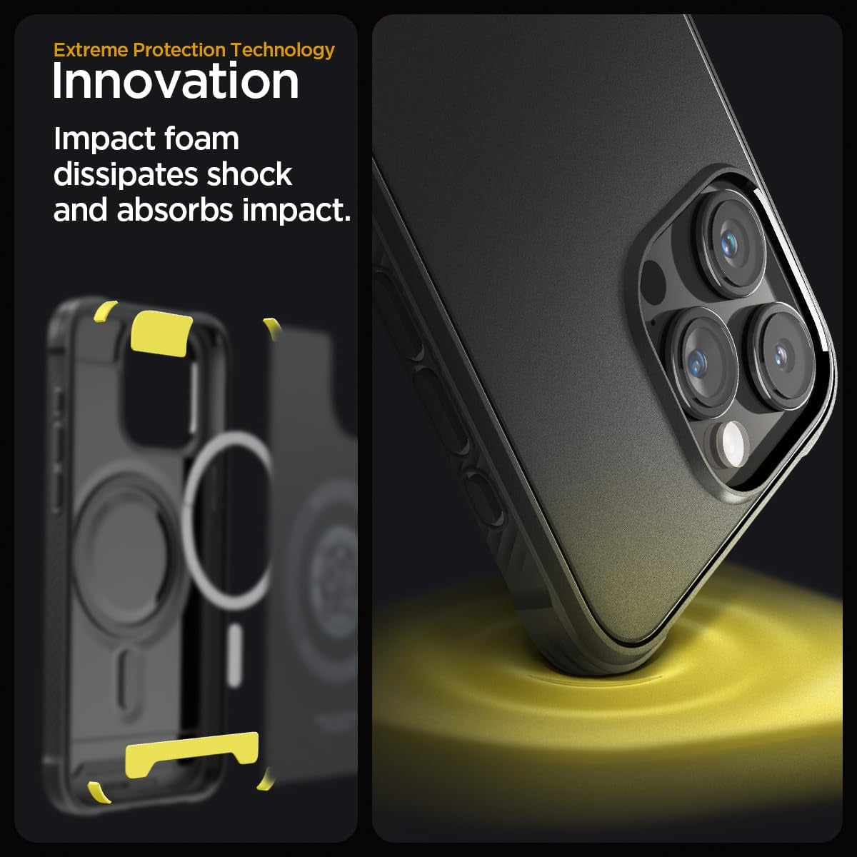 Spigen Rugged Armor Magfit Matte Black Case - For iPhone 15 Pro - mosaccessories