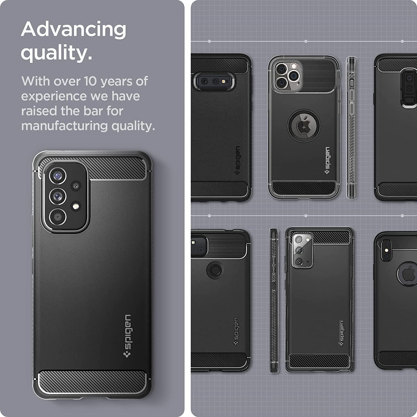 Spigen Rugged Armor Matte Black Case - For Samsung Galaxy A53 - mosaccessories