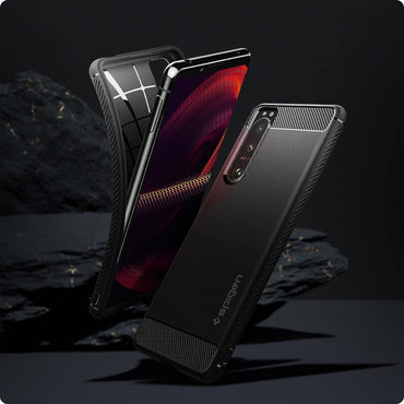 Spigen Rugged Armor Matte Black Case - For Sony Xperia 5 III - mosaccessories